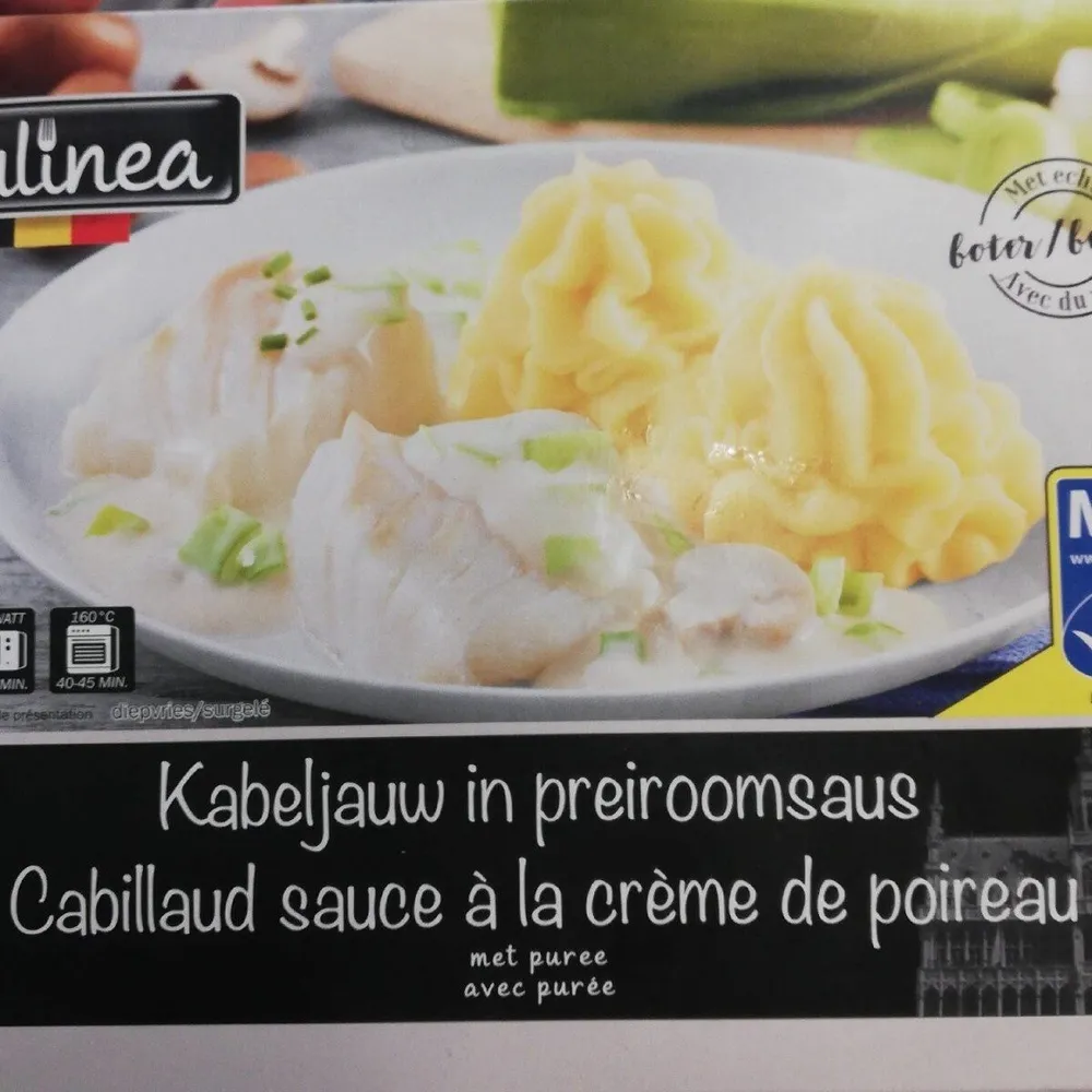 Cabillaud saue à la crème de poireau