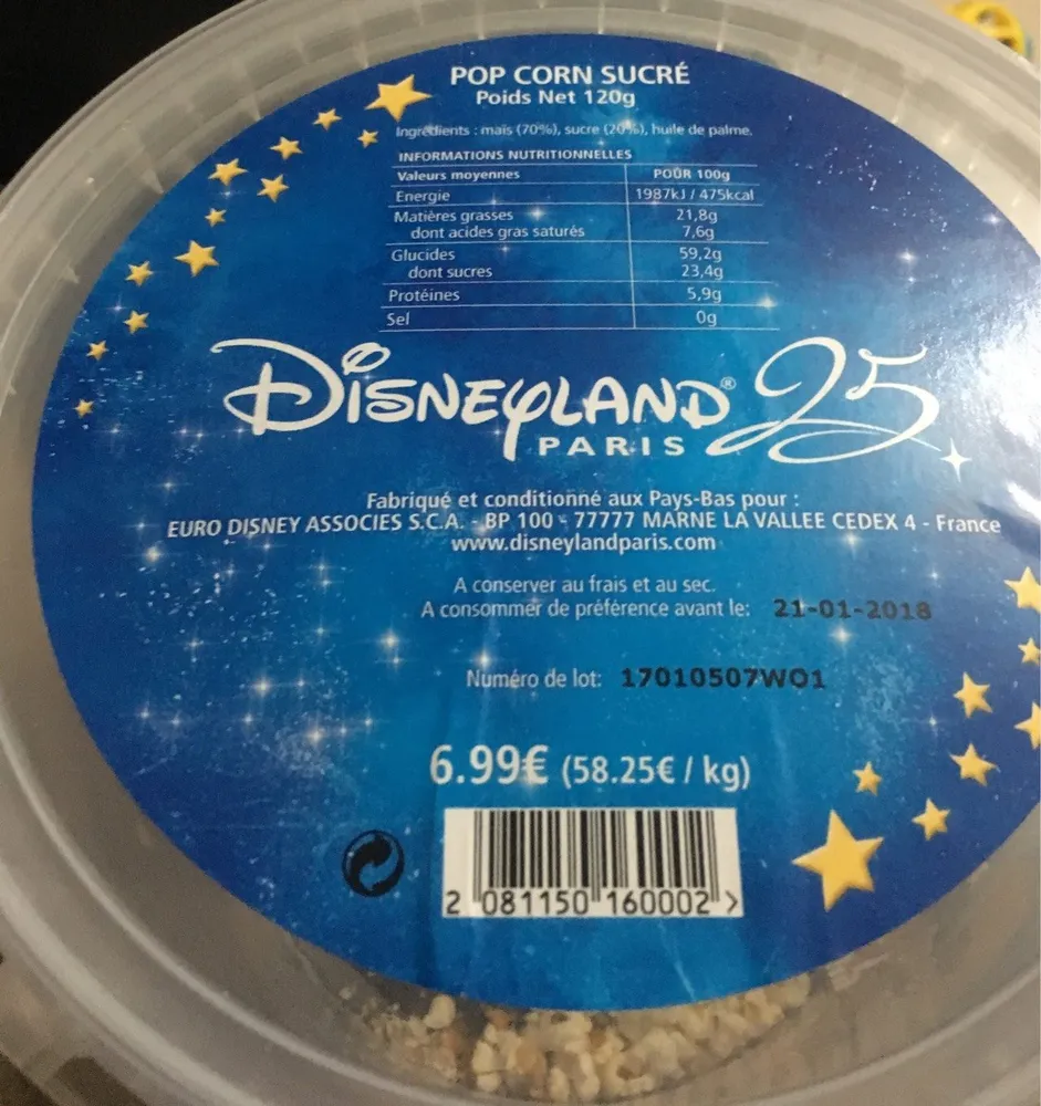 Pop corn sucré