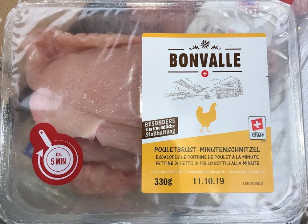 Escalope de poitrine de poulet a la minute