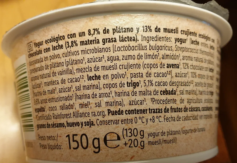 Bio Bananen Joghurt mit Knuspermüsli Schoko