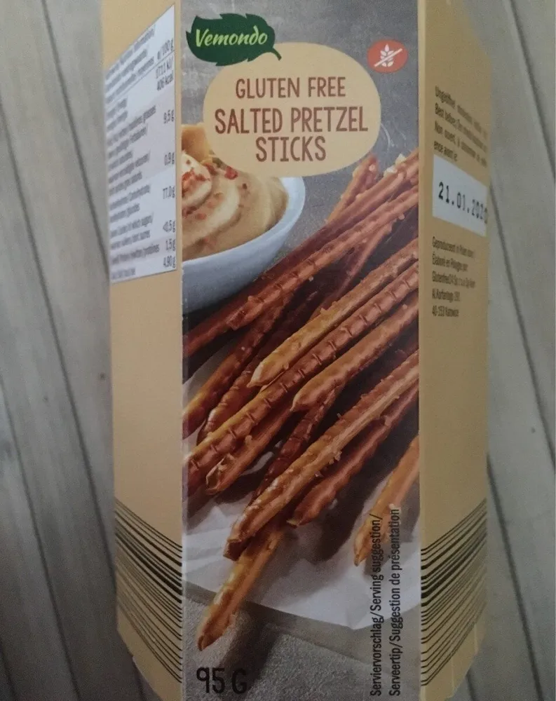 Gluten free salted pretzel sticks