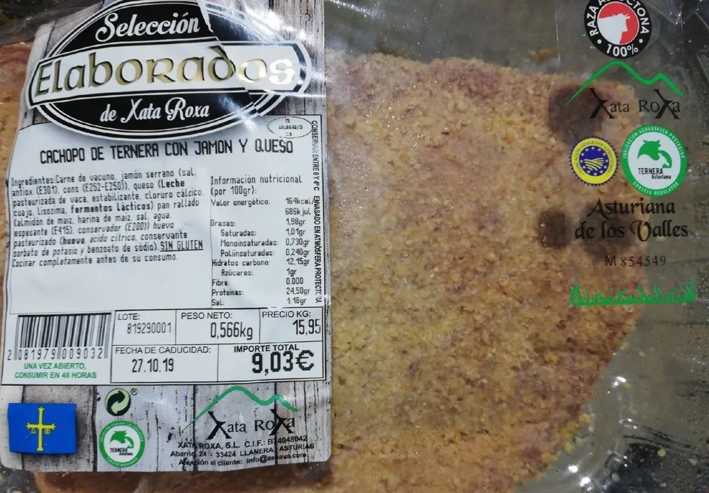 Cachopo de ternera con jamón y queso