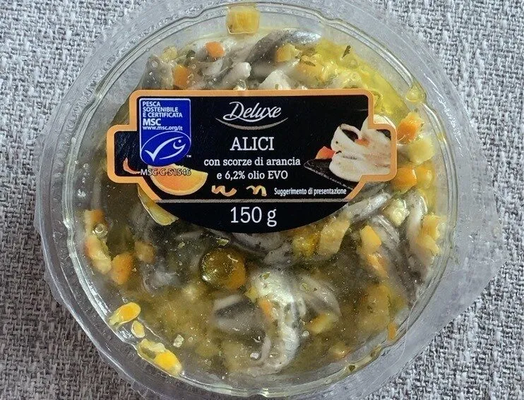 Alici con scorze d’arancia e 6,2 olio Evo