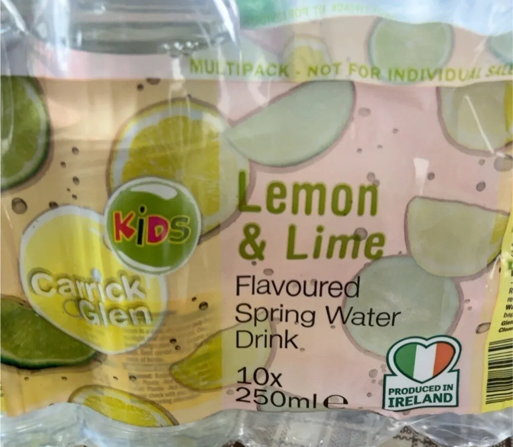Lemon and lime flavoured spring water drink