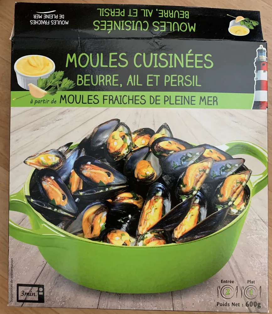 Moules cuisinées Beurre, Ail et Persil