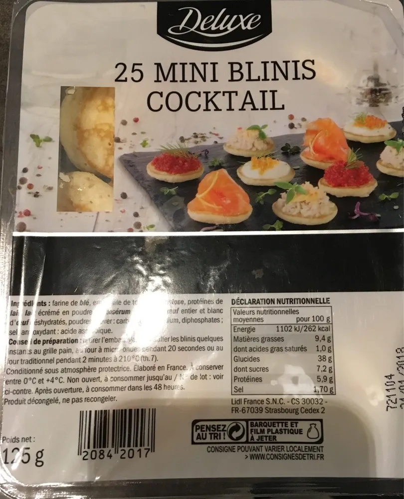 25 mini blinis cocktail