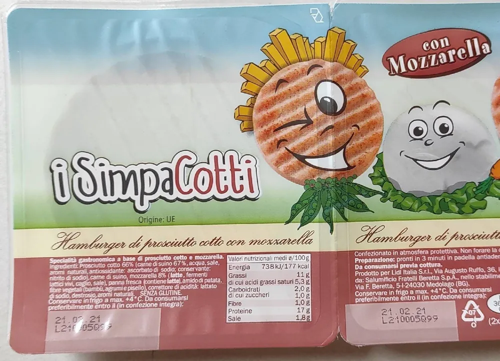 Hamburger di prosciutto cotto con mozzarella