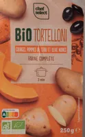 Bio tortelloni, courges, pommes de terre et olive noires