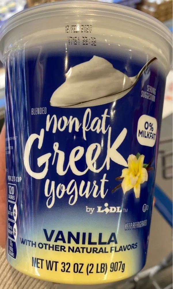 Vanilla non fat greek yogurt, vanilla