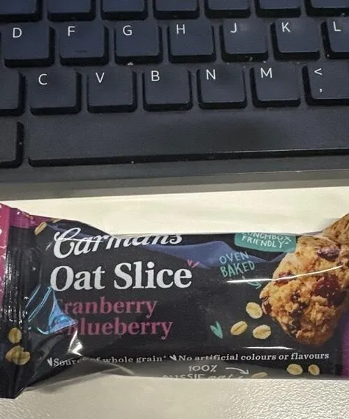 Carmens oat slice cranberry and blueberry