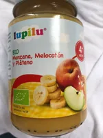 Manzana, melocotón y plátano