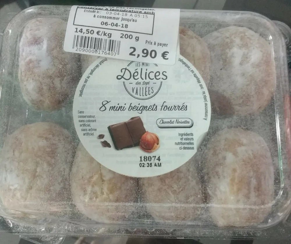 8 mini beignets fourrés Chocolat Noisettes