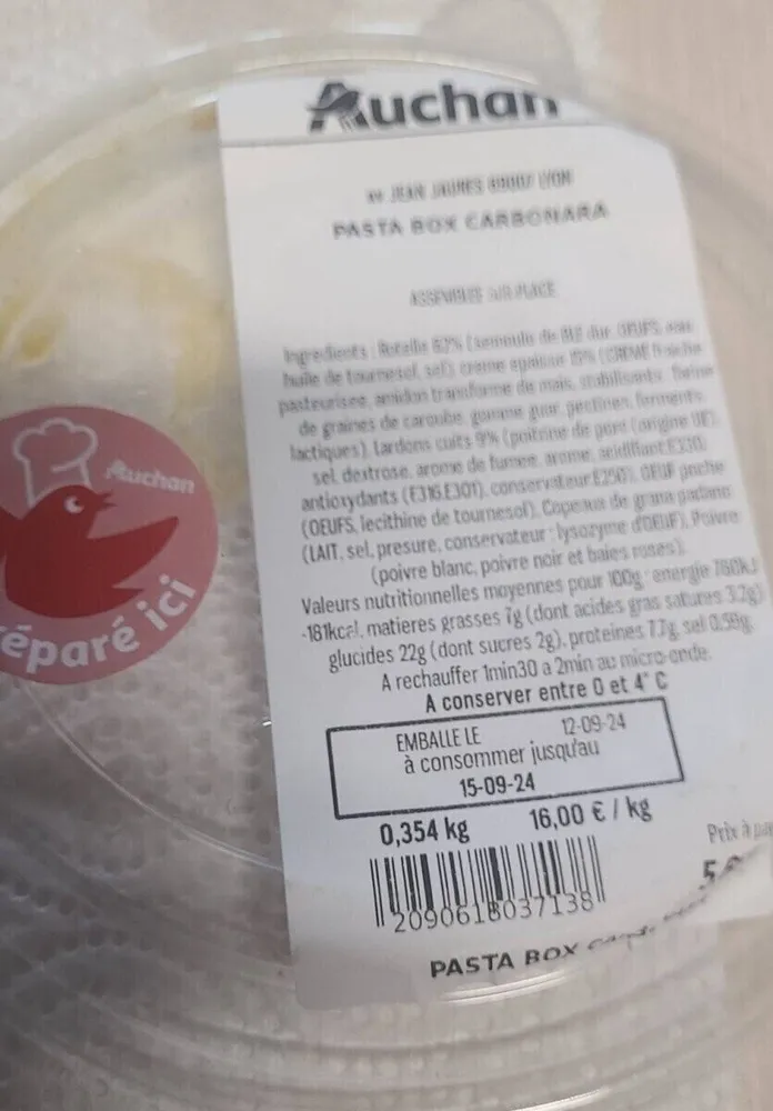 Pasta box carbonara