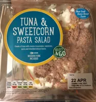Salade de pâtes, thon, mayonnaise, maïs, salade