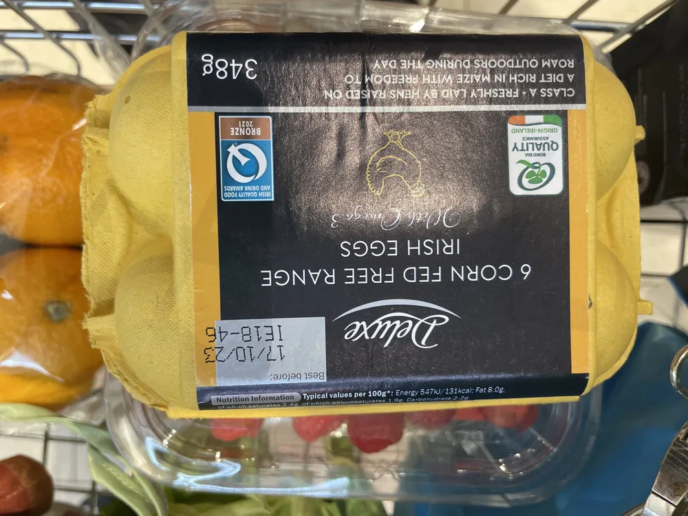 6 Corn Fed Free Range Irish Eggs