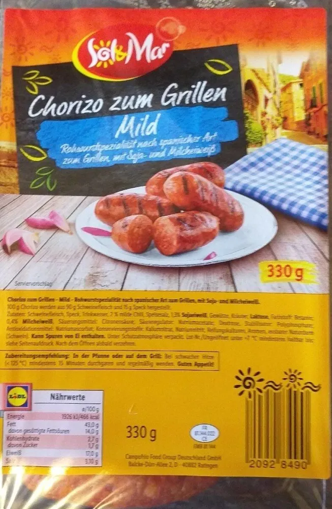 Chorizo zum Grillen mild