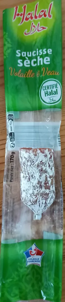 Saucisse sèche Halal volaille et veau