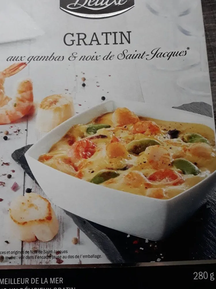 Gratin gambas et noix st jacques