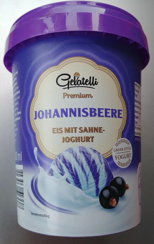 Eis mit Sahnejoghurt nach griechischer Art und 38% Sorbet aus schwarzen Johannisbeeren