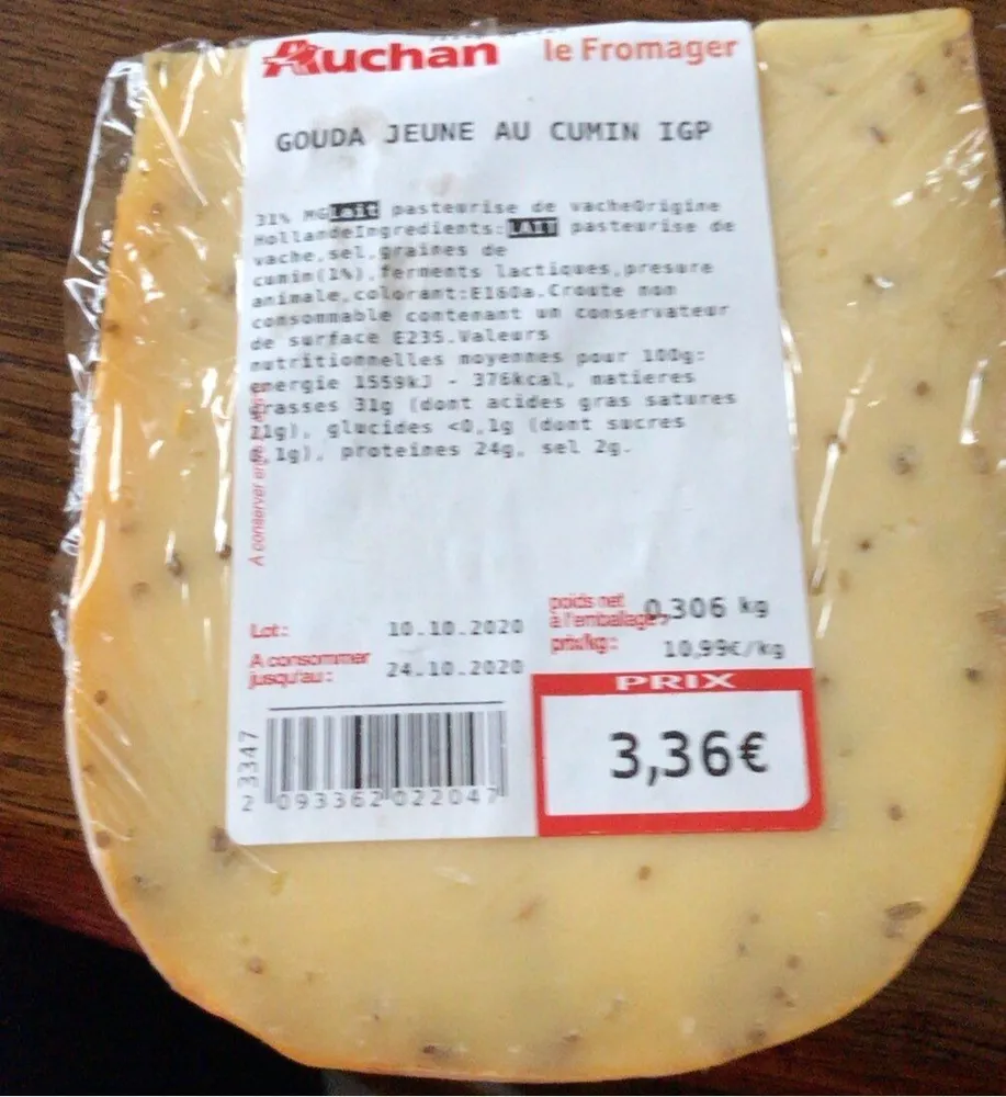 Gouda jeune au cumin IGP