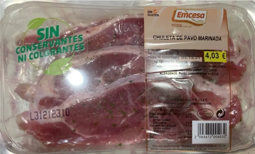 Chuleta de pavo marinada