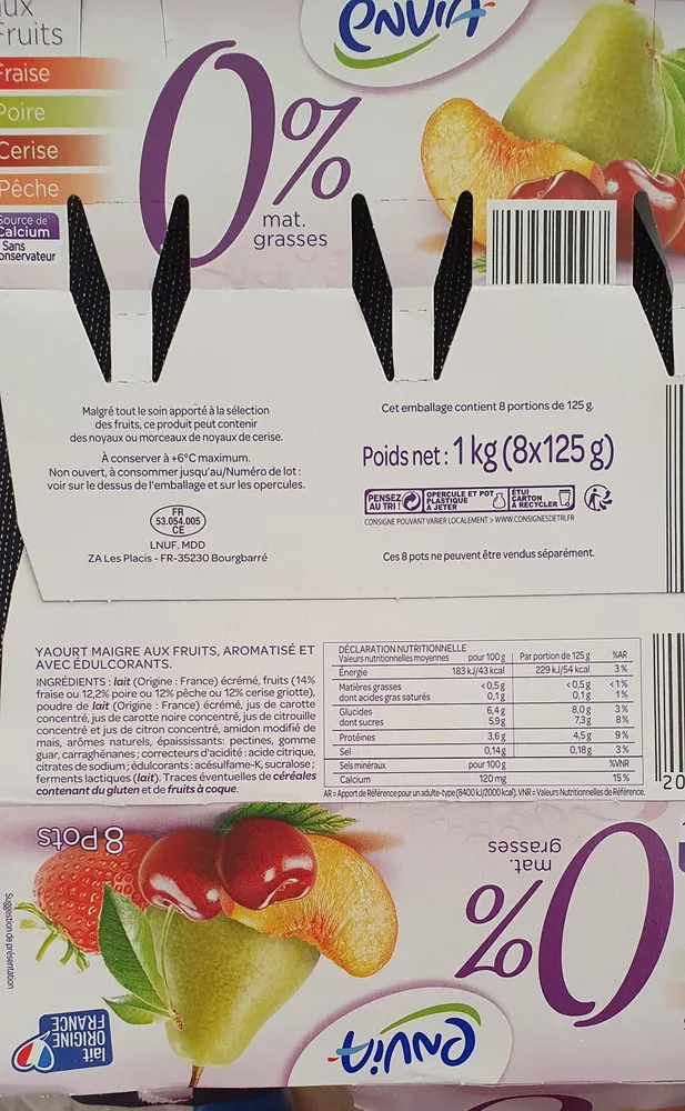 Yaourt aux fruits Envia 0%