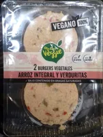 2 burgers vegetales arroz integral y verduritas