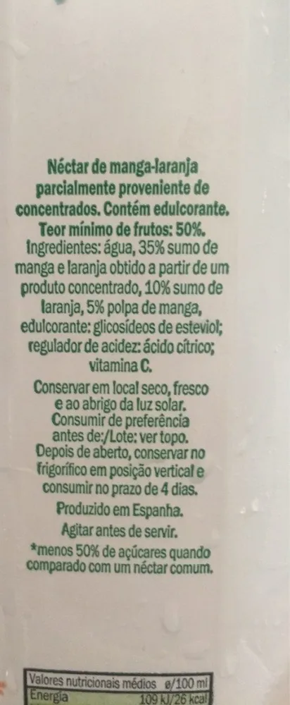 Néctar mango y naranja light