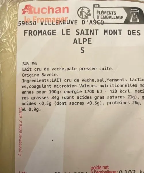 Fromage  Le Saint Mont des  Alpes