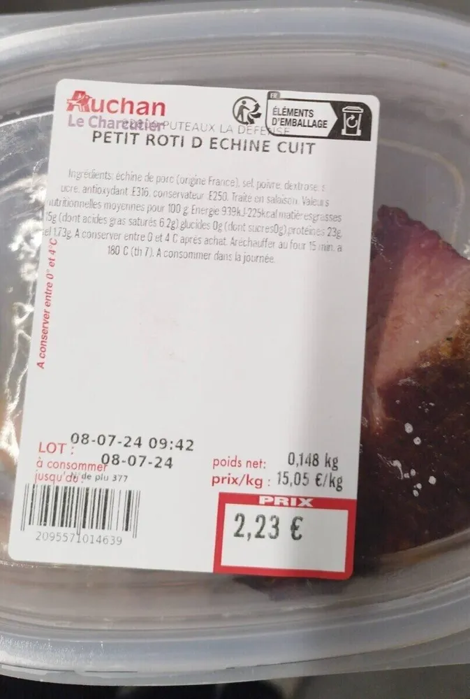 Petit rôti d'échine cuit
