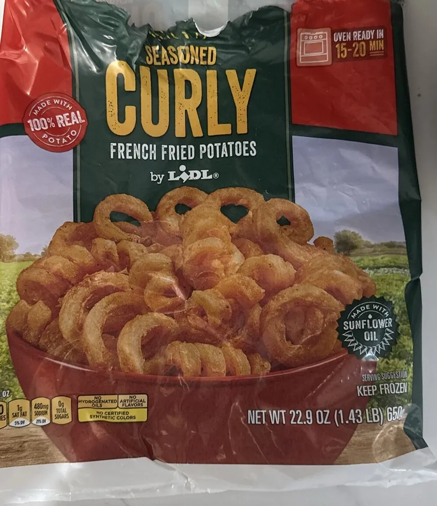 Seasoned curly french fried potatoes