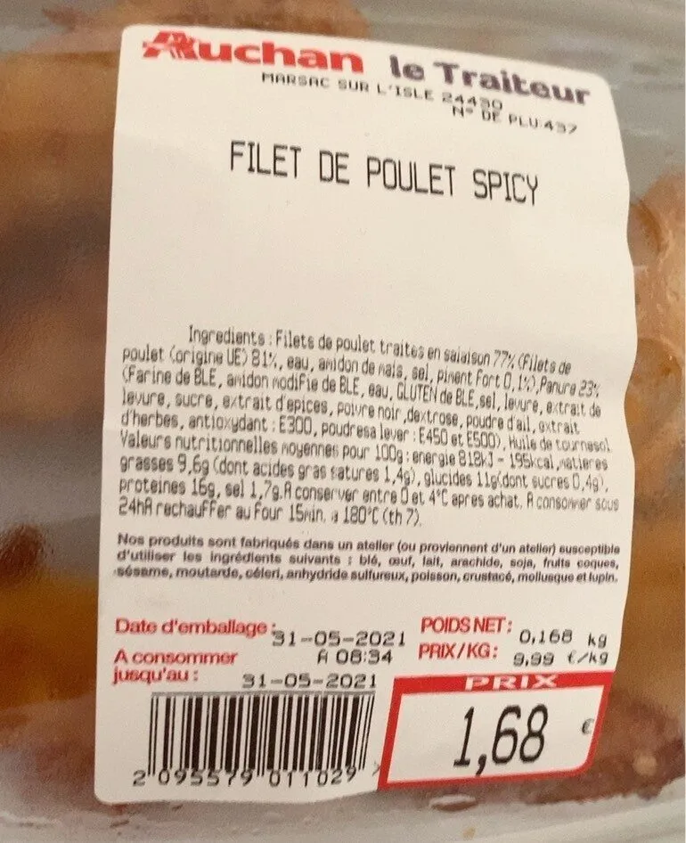 Filet de poulet spicy