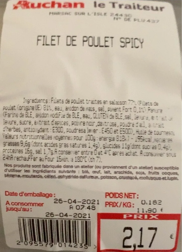 Filet de poulet spicy