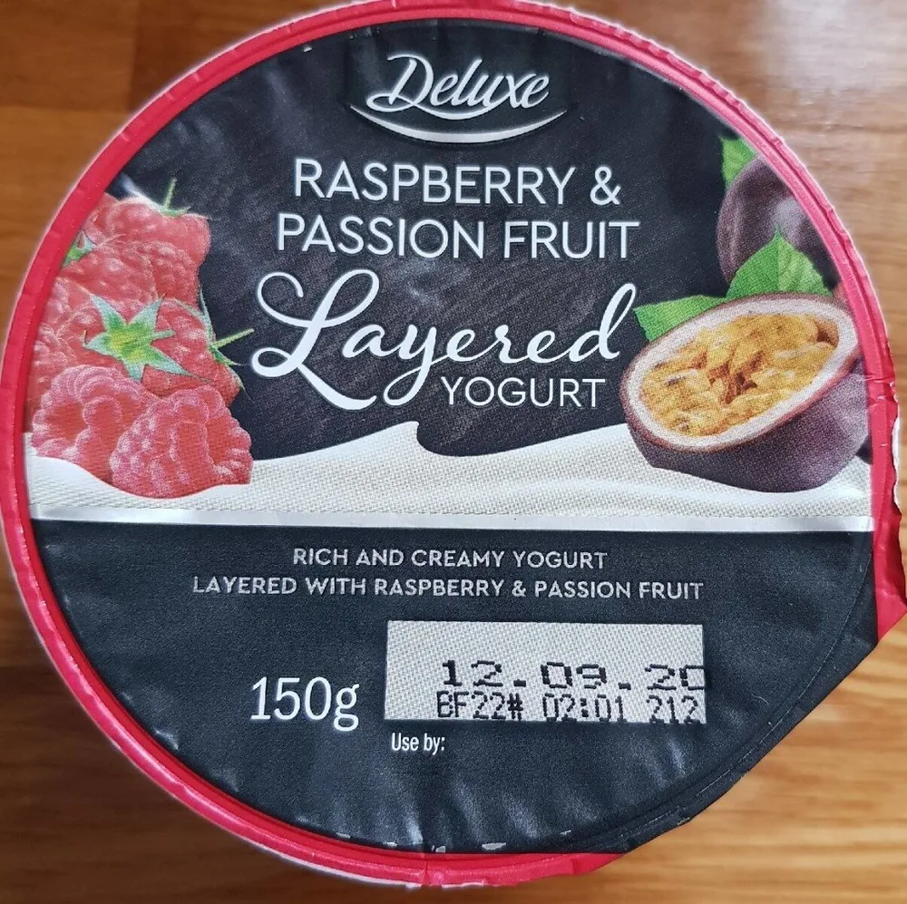 raspberry and passion fruit layered yogurt