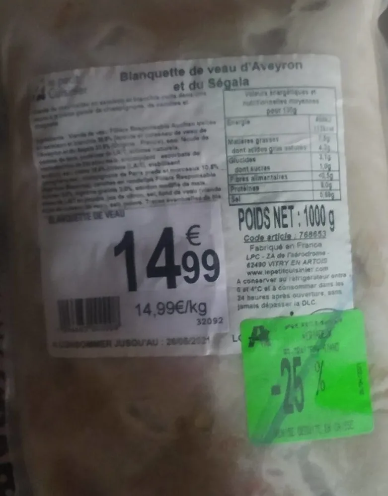 Blanquette de veau d'Aveyron et du Ségala