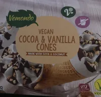 Vegan cocoa and vanilla cones