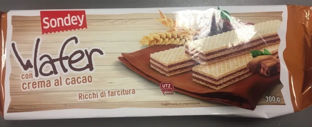 Wafer con crema al cacao