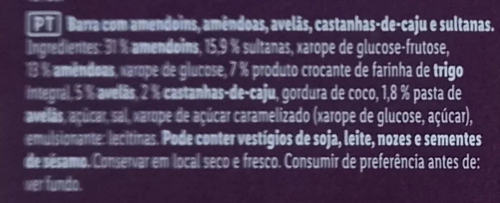 Barre gourmande cacahuète - raisin - fruit à coque