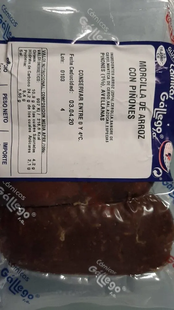 Morcilla de arroz con piñones