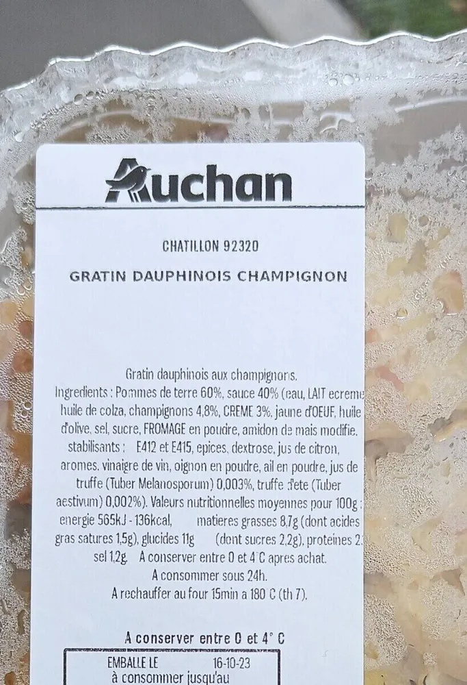 Gratin dauphinois et champignons
