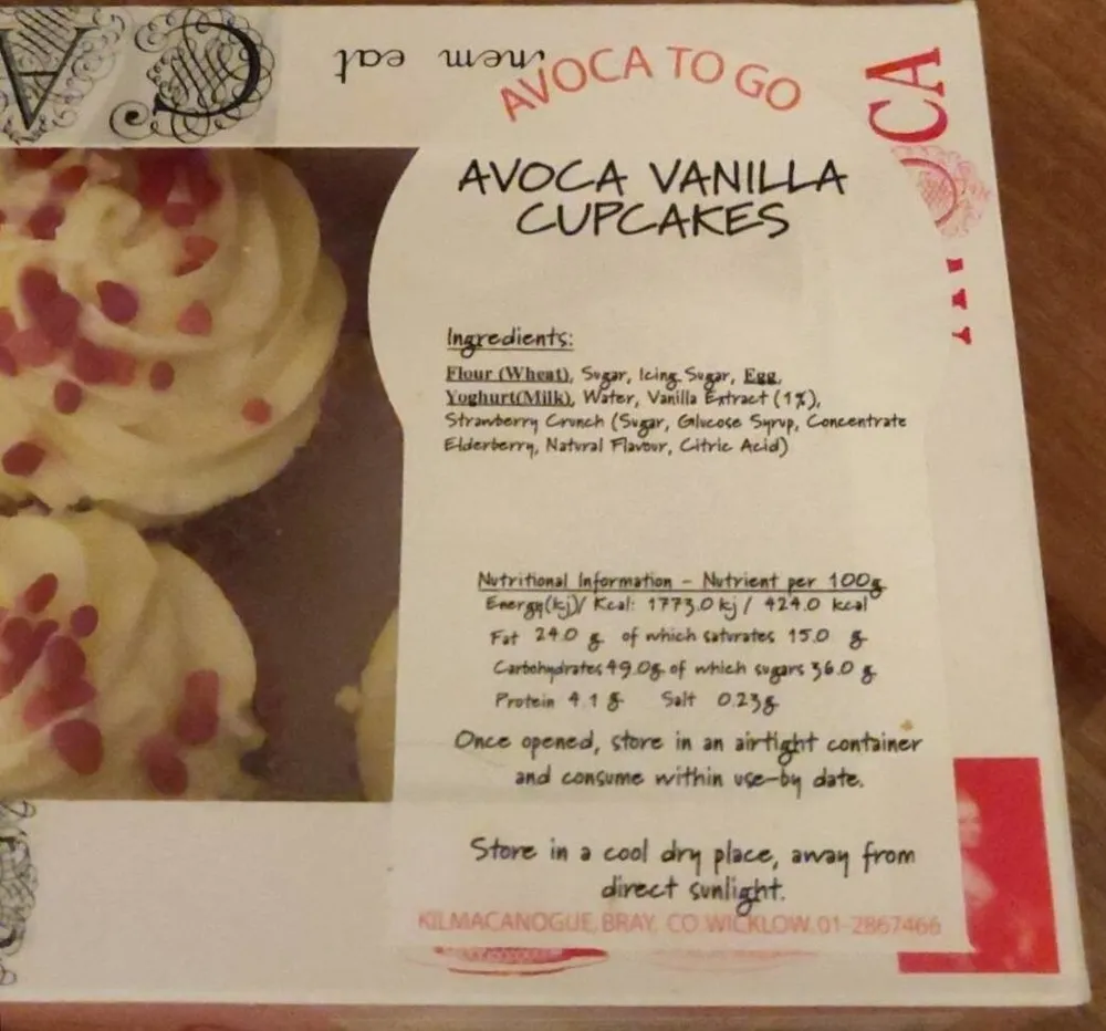 Avoca vanilla cupcakes