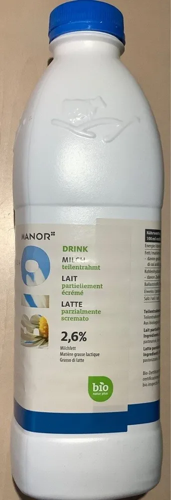 Lait, part. écrémé Bio natur plus