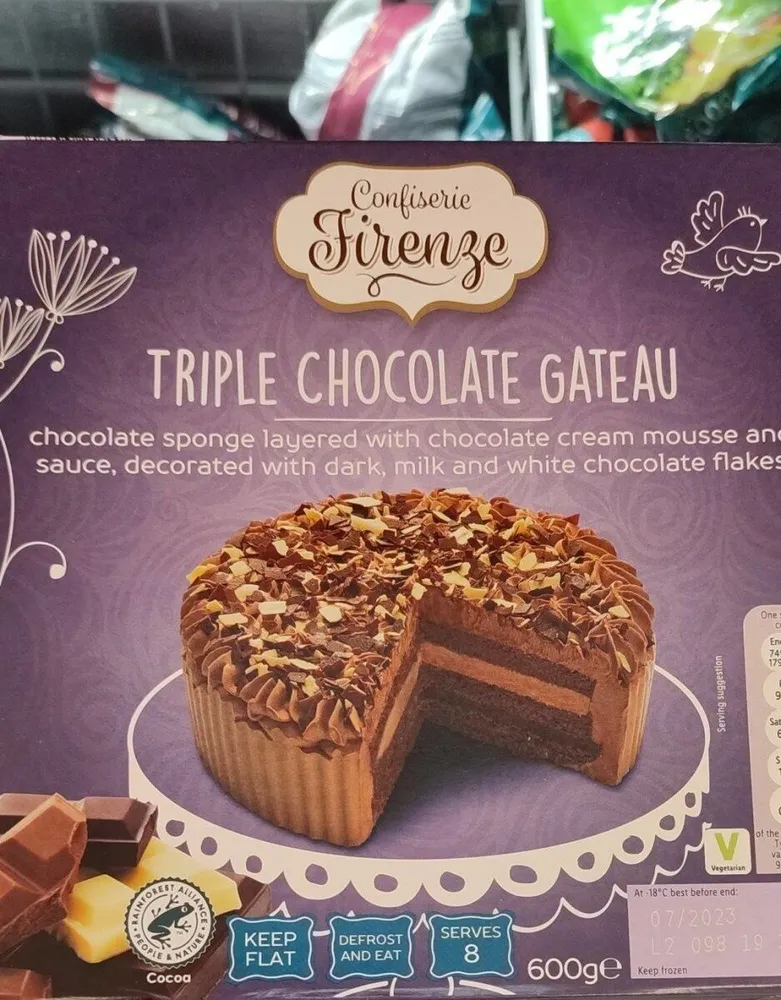 Triple chocolate gateau