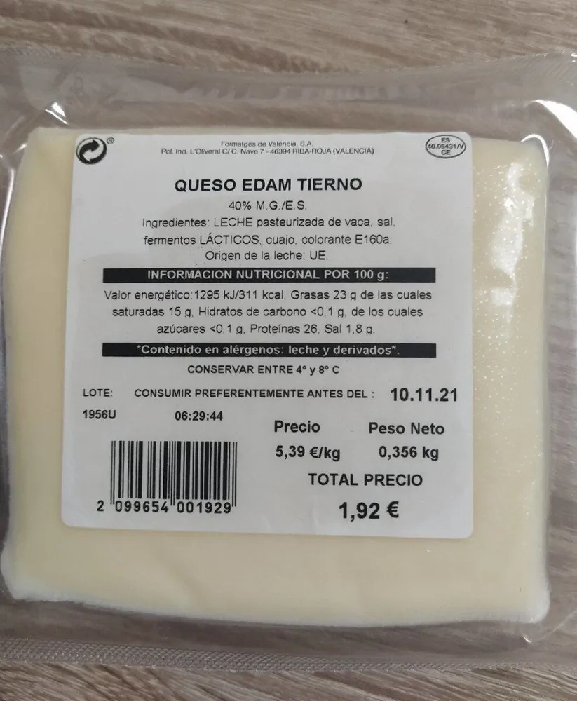 Queso edam tierno