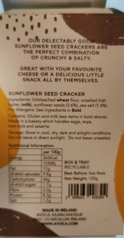 Sunflower seed and sea salt crackers