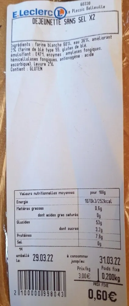 Déjeunette sans sel