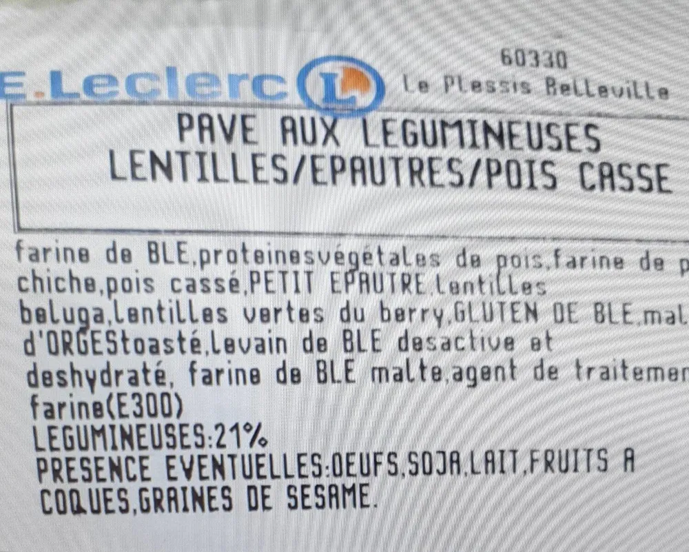 Pain pavé aux légumineuses