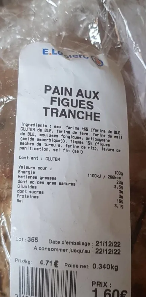 Pain aux figues tranche