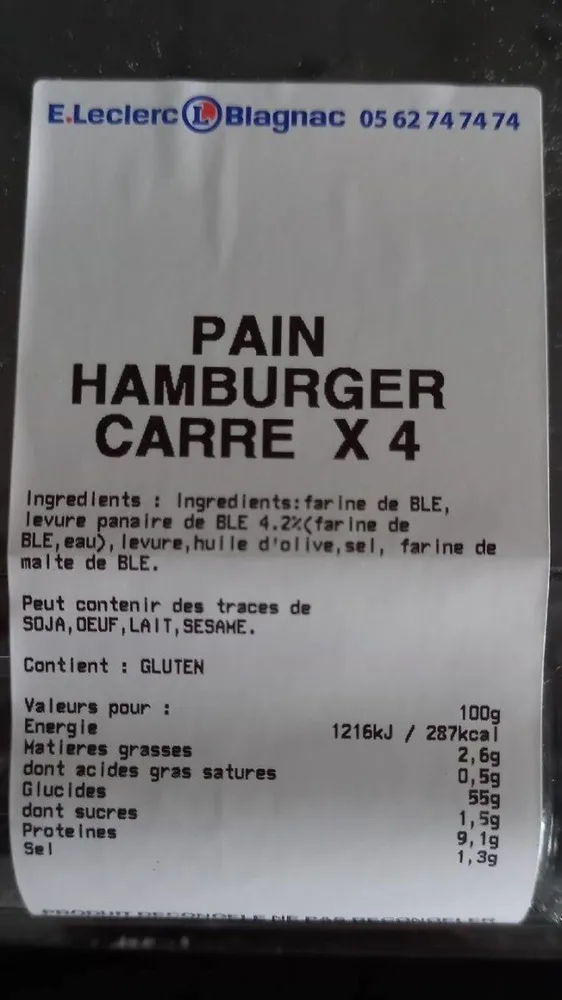 Pain hamburger carre