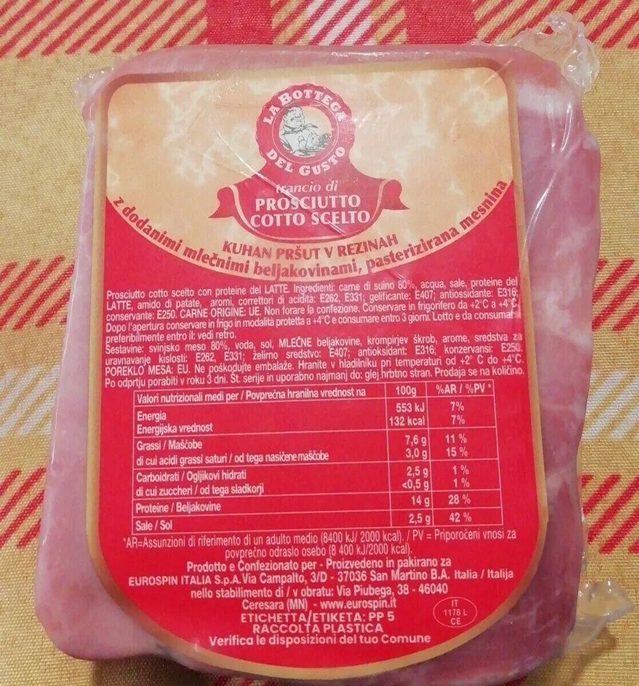 Trancio di prosciutto cotto scelto